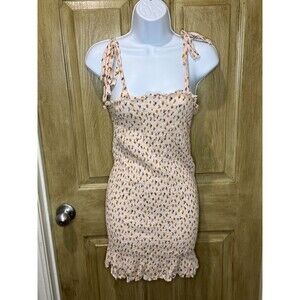 Intimately FREE PEOPLE Smocked Bella Ivory Slip Mini Dress Floral Print Small